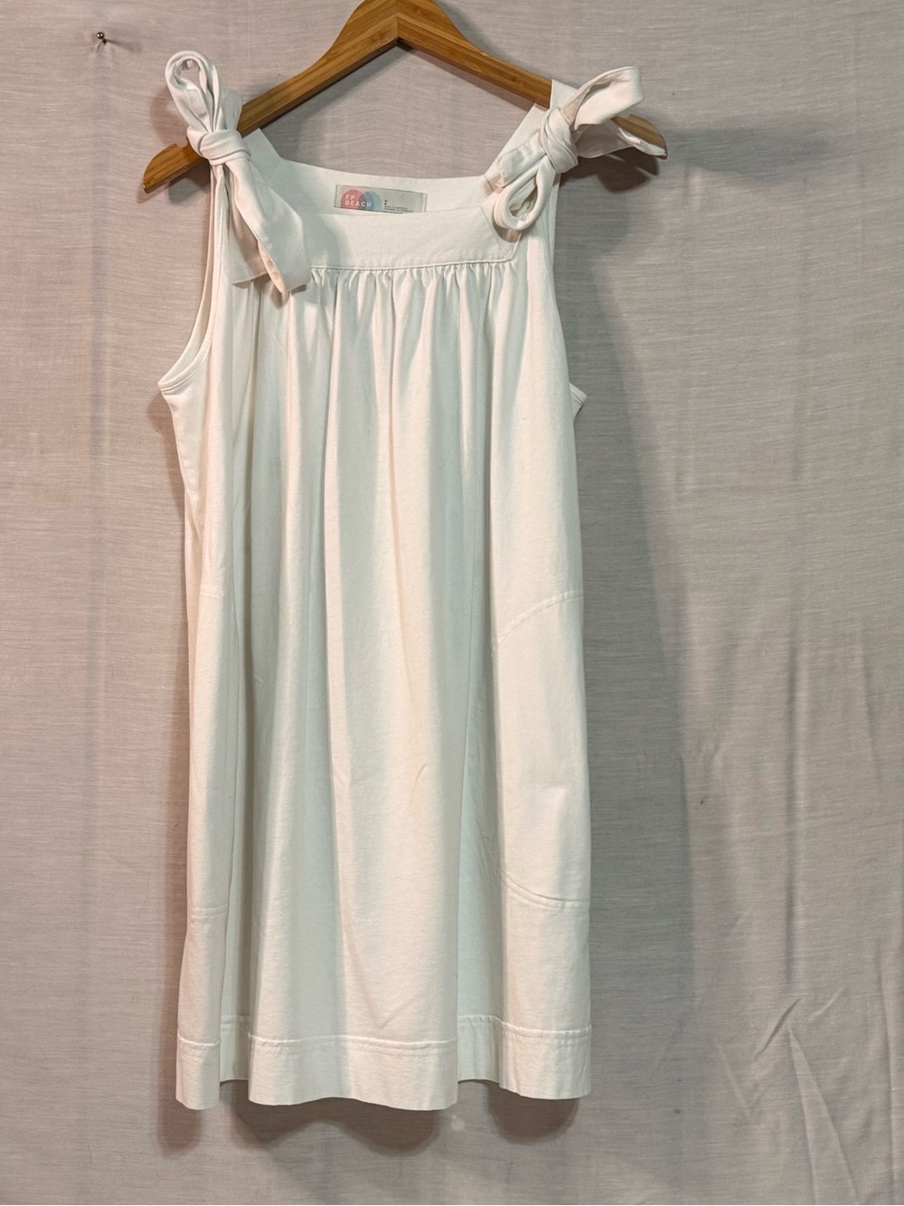 FP Beach Free People White Tie Shoulder Cotton Dress Size L